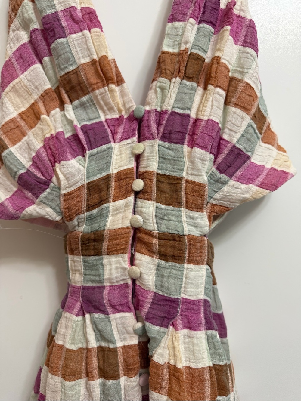 Maeve Anthropologie Plaid Cross Back Cutout Midi Dress Size 4 Cotton Gingham - Picture 3 of 8